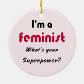 Feminist Super Power Slogan pink Keramikornament (Hinten)