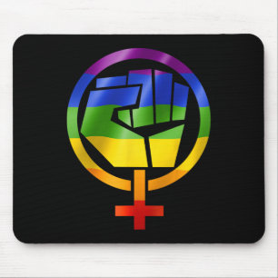 Feminist Symbol Lgbt Resist Pride Fist Rainbow Fla Mousepad