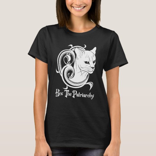 Feminist Witch Black Cat Hex The Patriarchy T-Shirt (Vorderseite)