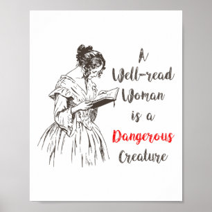 Feministin Dangerous Well read Woman Book Vintag N Poster