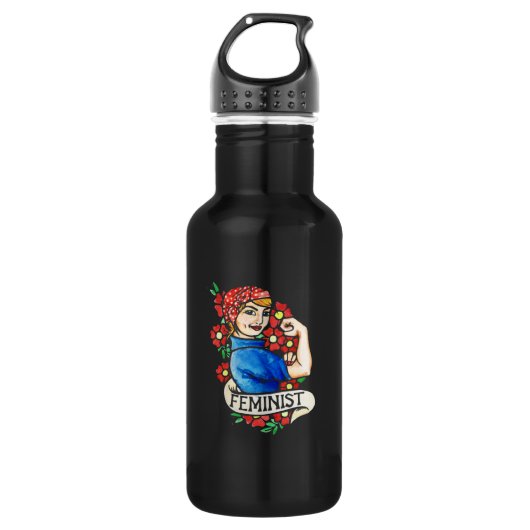 Feministin Edelstahlflasche (Vorderseite)