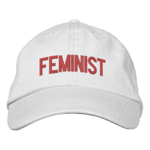 Feministin fuchsienfarbenes rosa Weiß Bestickte Baseballkappe