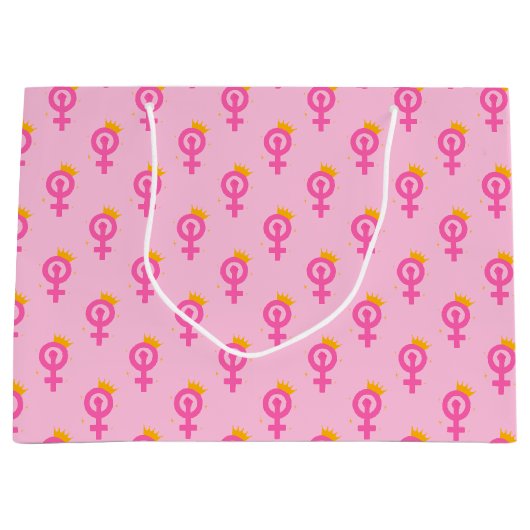 Feministin Pink Große Geschenktüte (Vorderseite)