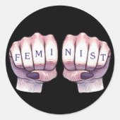 Feministin Runder Aufkleber (Vorderseite)