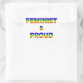 Feministin und stolz runder aufkleber (Tasche)