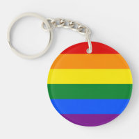 Feministin unter Regenbogenflagge Gay Pride