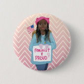 Feministisch + Stolz Button (Vorderseite)