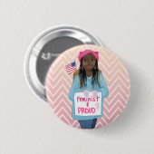 Feministisch + Stolz Button (Vorne & Hinten)
