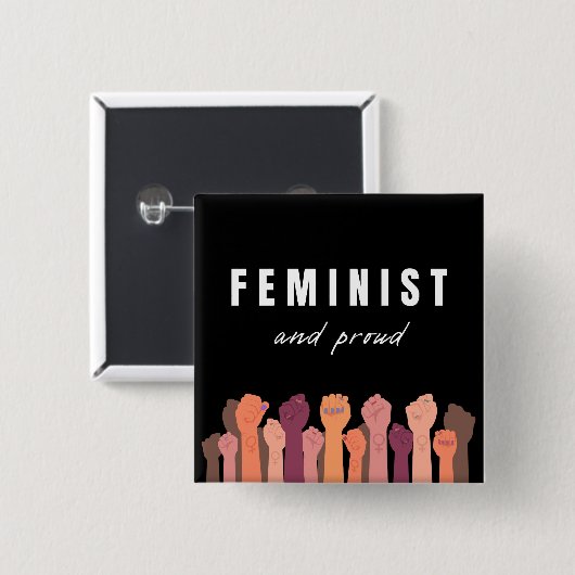 feministisch und stolz button (Vorne & Hinten)