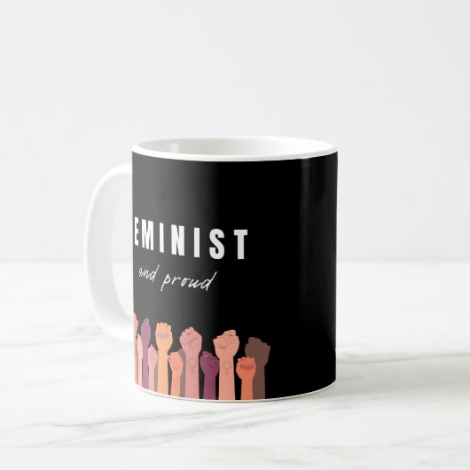 feministisch und stolz kaffeetasse (Vorderseite Links)