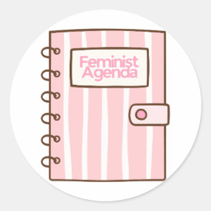 Feministische Agenda Pink Book Design Süße Mädch Runder Aufkleber