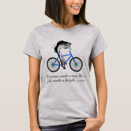 Feministische Fische, die Fahrrad fahren (mit T-Shirt