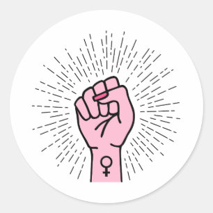 Feministische Hand mit Frauensymbol Runder Aufkleber