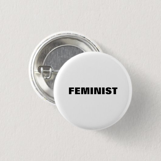 "feministische" schwarze Buchstaben - weißer Hinte Button (Vorne & Hinten)