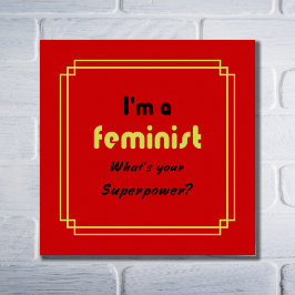 Feministische Supermacht-Slogan schwarz auf rot Poster