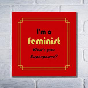 Feministische Supermacht-Slogan schwarz auf rot Poster