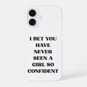 Feministische Typografie mit Zitat – Selbstbewusst iPhone 16 Hülle