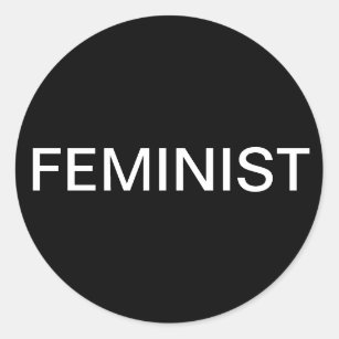 Feministischer, fett weißer Text auf schwarzen Auf Runder Aufkleber