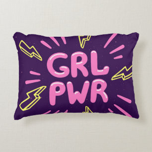 Feministischer Slogan Mädchenpower, violetter Hint Dekokissen