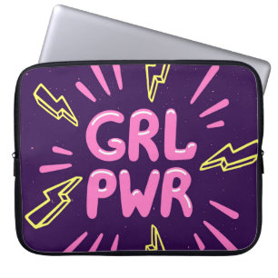 Feministischer Slogan Mädchenpower, violetter Hint Laptopschutzhülle