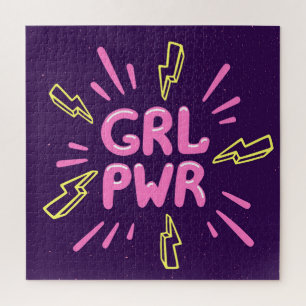 Feministischer Slogan Mädchenpower, violetter Hint Puzzle