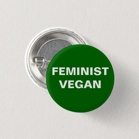 Feministischer veganer Knopf Button (Vorne & Hinten)