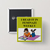 feministischer warnender Witz Button (Vorne & Hinten)