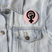 Feministisches Symbol mit rosa Hintergrund Button (Beispiel)