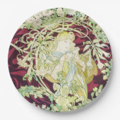 Femme à marguerite - Mucha daisy textile repro Pappteller (Vorderseite)