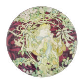 Femme à marguerite - Mucha daisy textile repro Schneidebrett (Vorderseite)