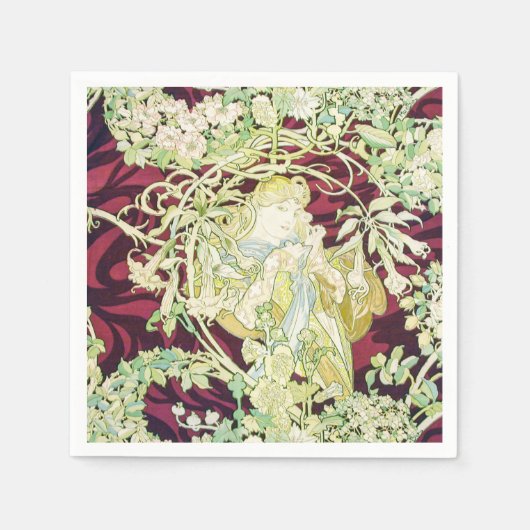 Femme à marguerite - Mucha daisy textile repro Serviette (Vorderseite)