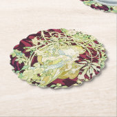 Femme à marguerite - Mucha daisy textile repro Untersetzer (angewinkelt)