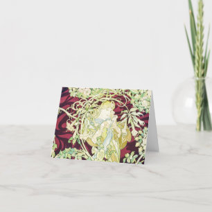 Femme à marguerite - Mucha Textil Replik Weihnacht Feiertagskarte