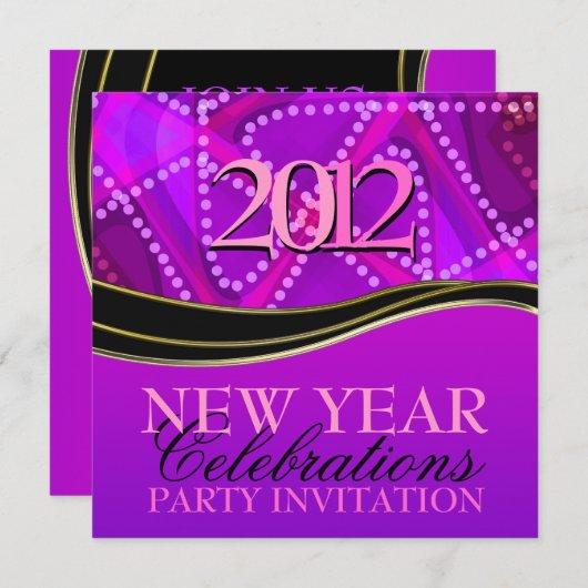 Femme Abstrakt Lila rosa Neujahrsfest Party Einladung (Vorne/Hinten)