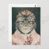 Femme couronne Rose Chat Postkarte (Vorne/Hinten)