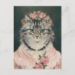Femme couronne Rose Chat Postkarte
