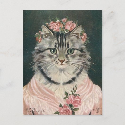 Femme couronne Rose Chat Postkarte (Vorderseite)