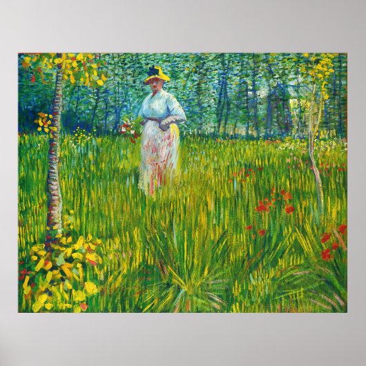 Femme dans un Jardin (van Gogh) Poster (Vorne)