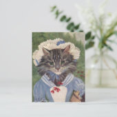 Femme de chambre Chat Postkarte (Stehend Vorderseite)
