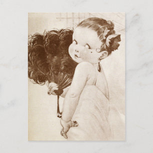 Femme Fatale mit ägyptischem Federn Fan Postkarte