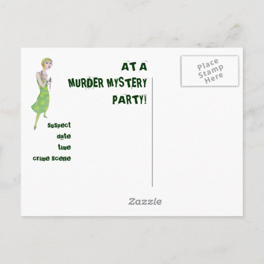 Femme Fatale Murder Mystery Einladung Postkarte (Rückseite)