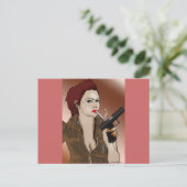 Femme Fatale - Rauchen und Waffen Postkarte (Stehend Vorderseite)