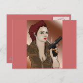 Femme Fatale - Rauchen und Waffen Postkarte (Vorne/Hinten)