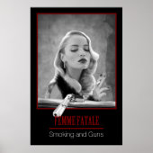 Femme Fatale - Rauchen und Waffen Retro Schwarz/We Poster (Vorne)
