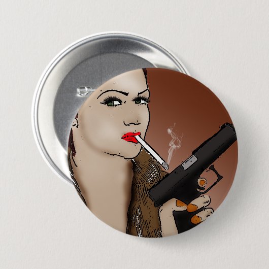 Femme Fatale - Schaltfläche "Rauchen und Waffen" Button (Vorne & Hinten)