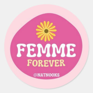 Femme Forever Lesbian Sticker Pink Blume
