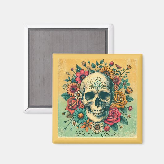 Femme Forte Skull Magnet (Vorderseite/Rückseite)