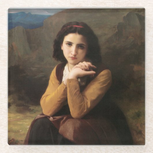 Femme Mignonne oder Junge Frau von Bouguereau Glasuntersetzer (Vorderseite)