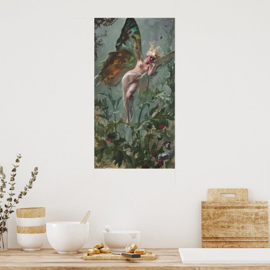 Femme Papillon, von Luis Ricardo Falero Poster (Küche)