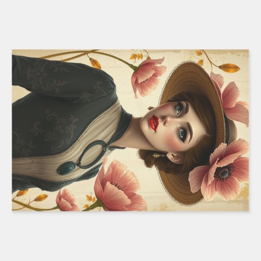 Femme Wrapping Paper Flat Sheet Decoupage Geschenkpapier Set (Vorderseite 2)